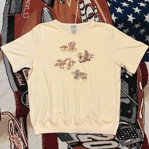 Vintage Bon Worth Women’s Embroidered Safari Tee (M)